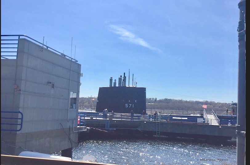 USS Nautilus and the Thames River. Photo © Moo Dog Press