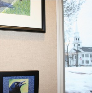 Black bird and white church.