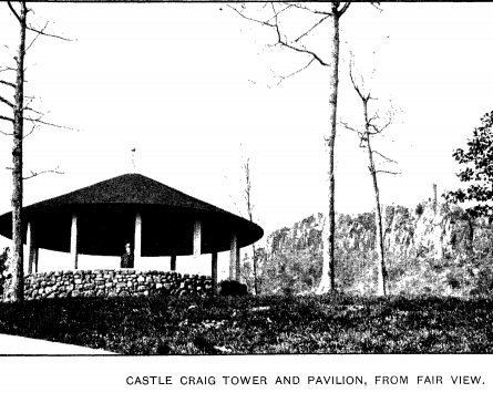 Walter Hubbard appears in this image of “Hubbard Park, Meriden Connecticut. Fair View. Walter Hubbard standing next to column.” No date. Circa 1900s. Castle Craig and Pavilion, from Fair View. Figure 1, from U.S. Department of the Interior National Park Service, National Register of Historic Places archives.