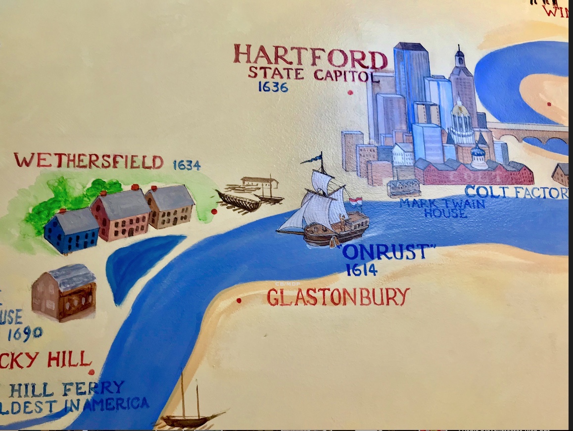 Connecticut River explorer Adriaen Block as depicted in a mural.