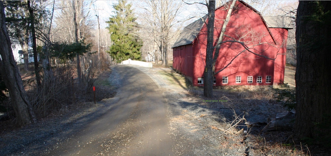 Red barn, country road. Gladys Taber, author, inspired a walk and thinking about food.