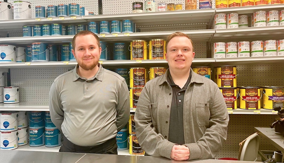 Jarrett (left) and Taylor Lemon, store manager. welcome to Higganum Hardware on Killingworth Road.