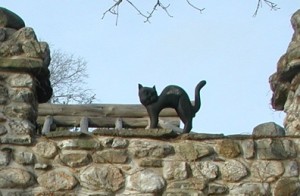 Moo Dog Press Magazine image of Gillette's whimsical castle cat seen on the property - if you take a look.